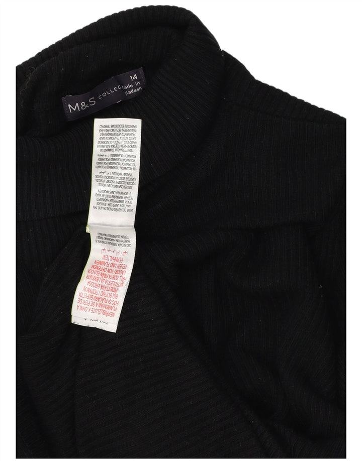 Suéter feminino Marks & Spencer com gola redonda Reino Unido 14 viscose preta média