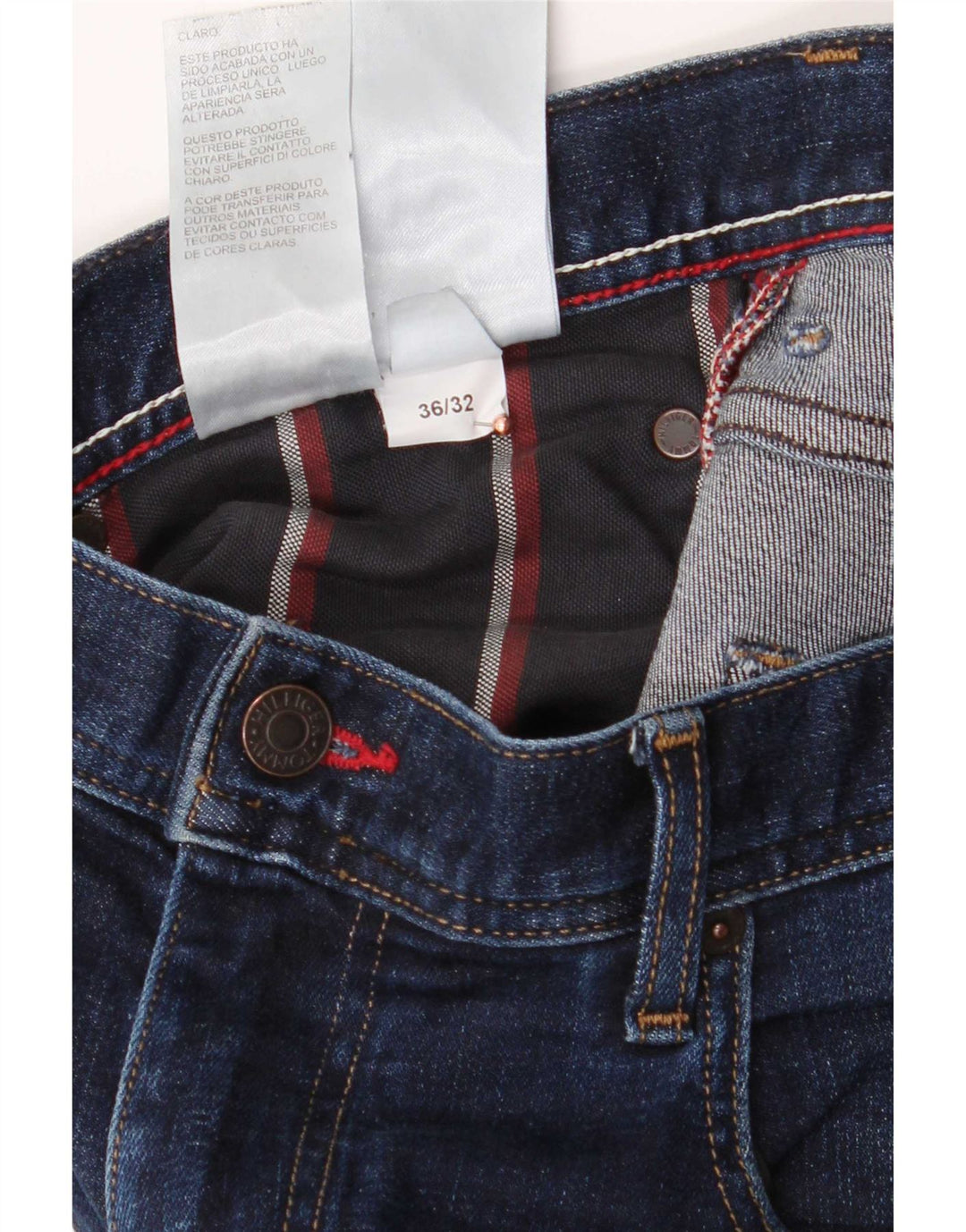 Tommy Hilfiger Masculino Slim Jeans W36 L32 Azul Marinho Algodão