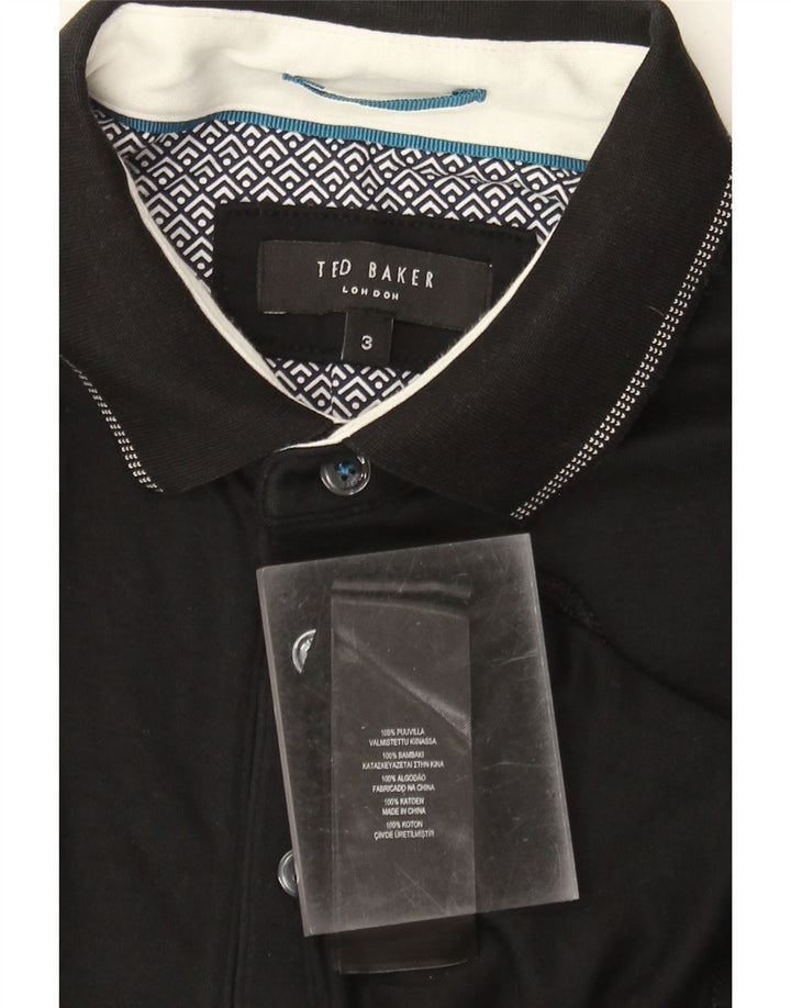 Camisa polo masculina Ted Baker tamanho 3 médio algodão preto