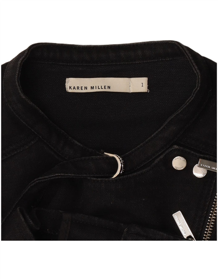 Jaqueta feminina Karen Millen Crop Biker US 1 2XS preta