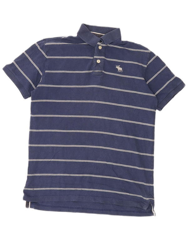 Camisa polo masculina Abercrombie & Fitch XL azul marinho listrado algodão