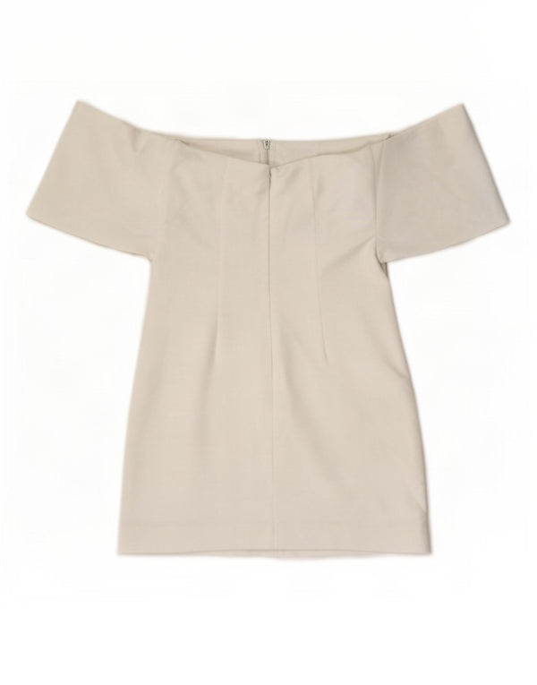 Zara Womens Mini Off Shoulder Dress UK 8 Small White Polyester