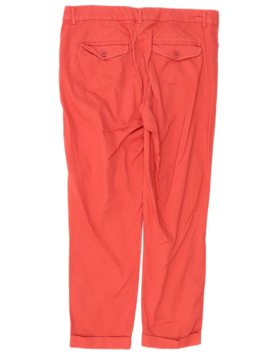 Calça feminina cortada reta BENETTON UK 10 pequena W31 L25 algodão vermelho