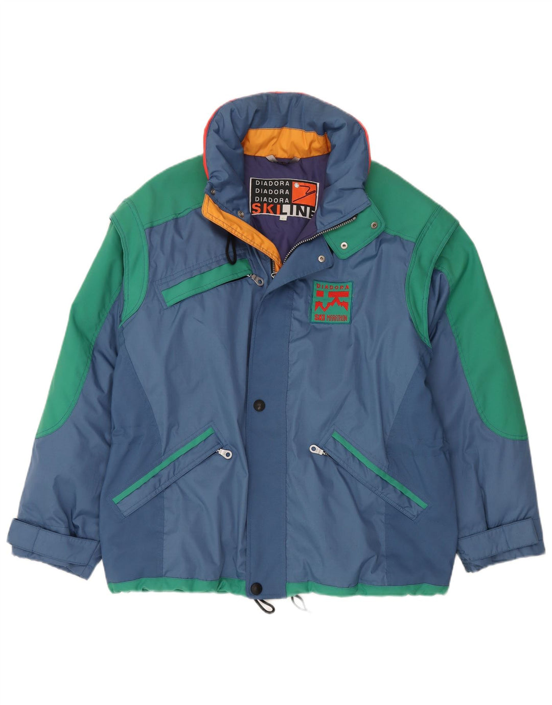 Jaqueta de esqui masculina DIADORA UK 40 poliéster grande colorblock azul