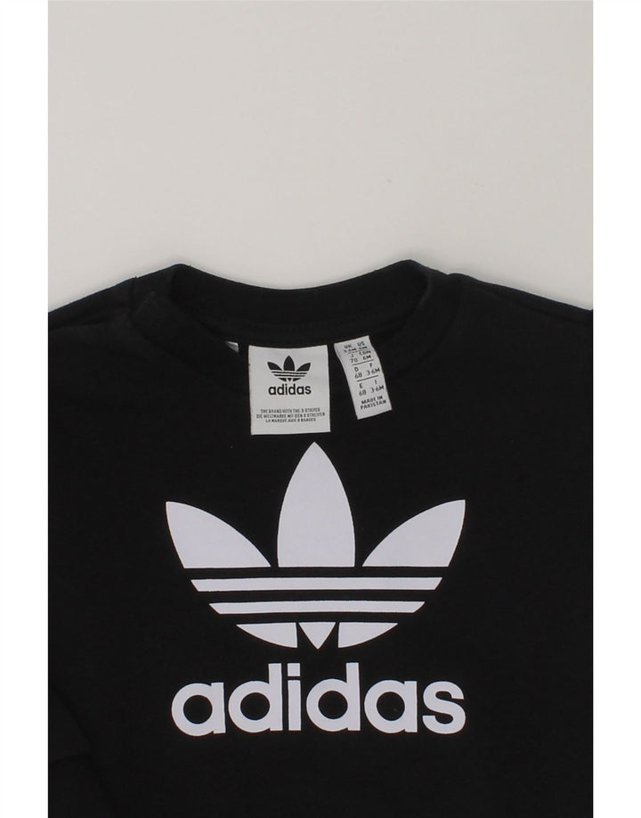 ADIDAS Baby Boys Graphic Sweatshirt Jumper 3-6 Months Black Cotton | Vintage Adidas | Thrift | Second-Hand Adidas | Used Clothing | Messina Hembry 