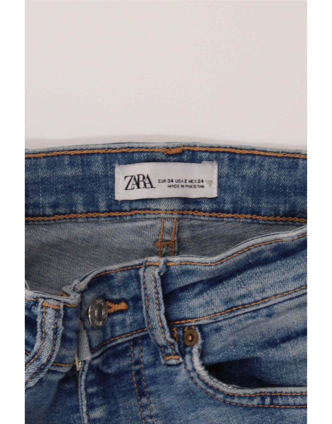 Zara Calça jeans feminina larga EU 34 2XS W24 L30 Azul
