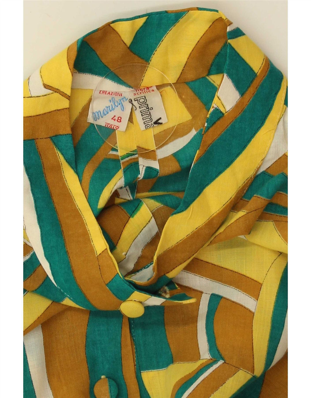 Vestido feminino vintage sem mangas IT 48 XL multicolorido geométrico