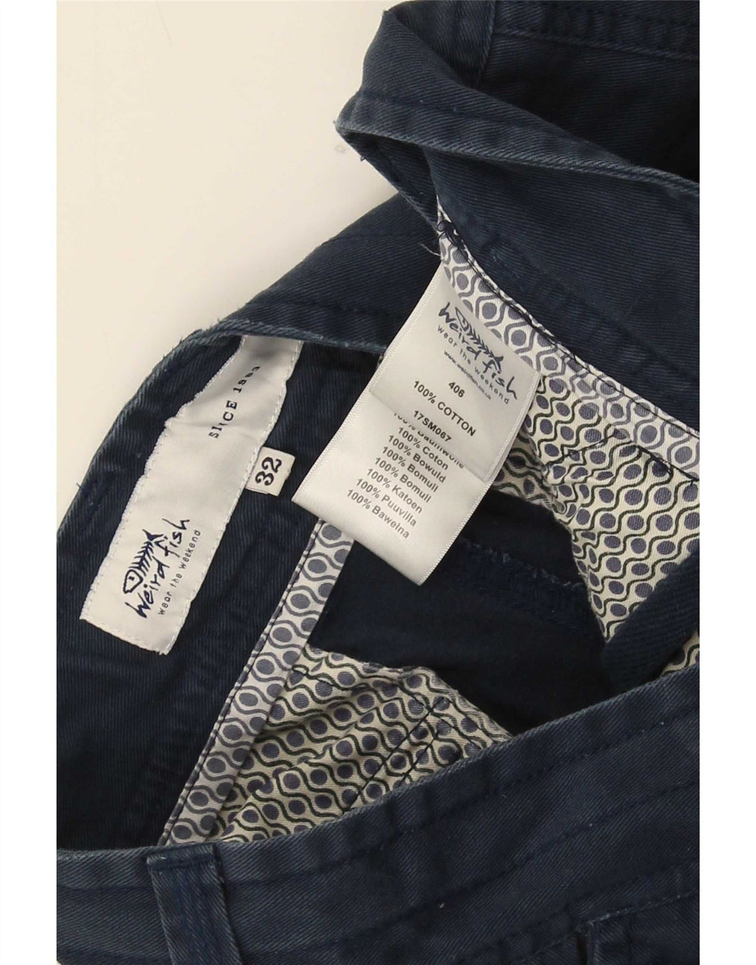 Shorts cargo masculino Weird Fish médio W32 algodão azul marinho