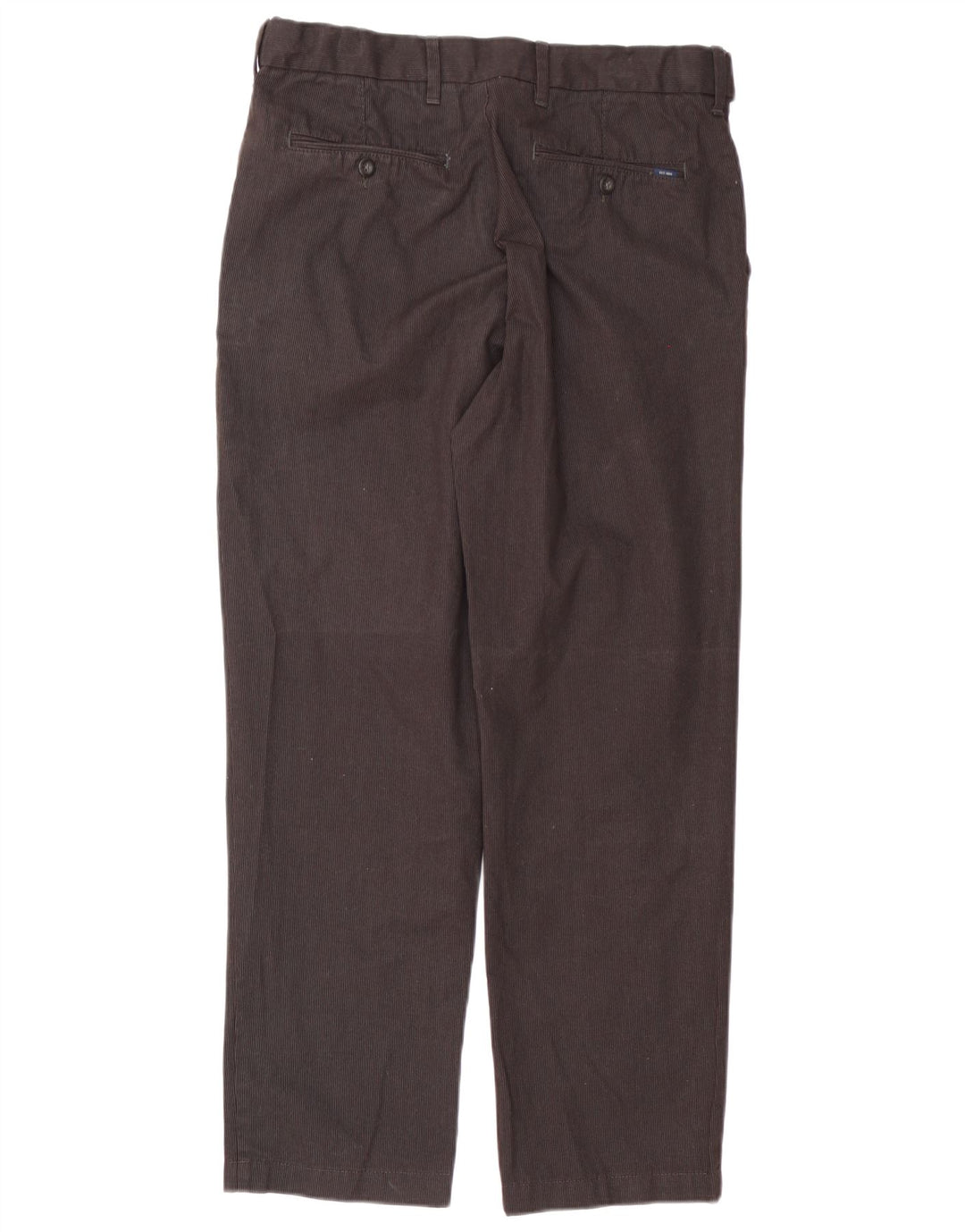 Calça masculina de terno regular Marks & Spencer W32 L29 algodão listrado marrom