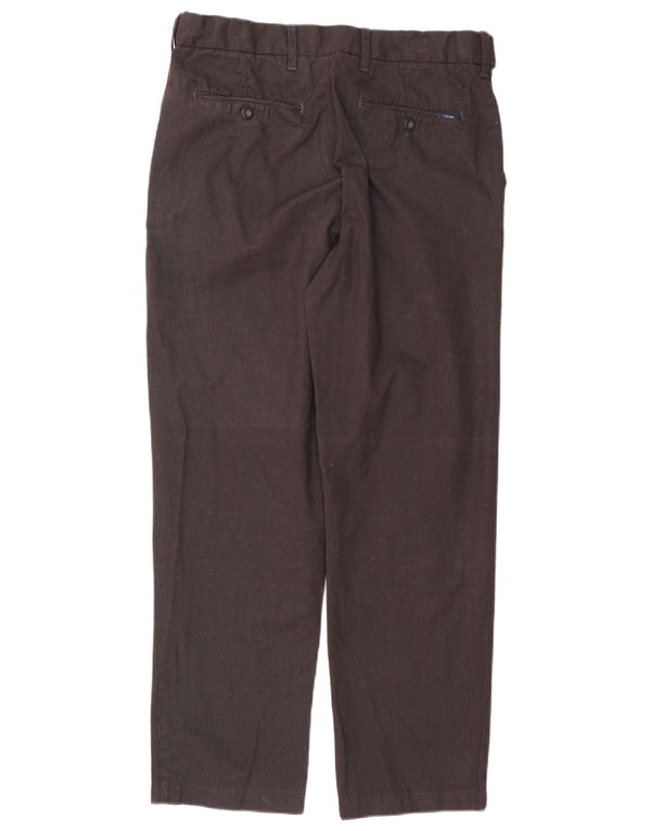 Calça masculina de terno regular Marks & Spencer W32 L29 algodão listrado marrom
