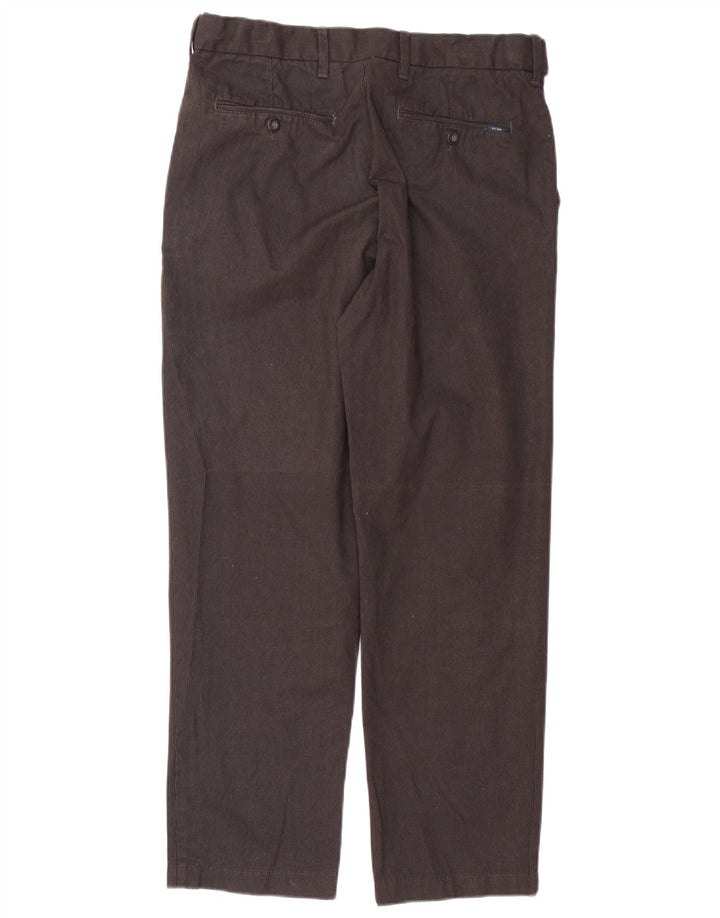 Calça masculina de terno regular Marks & Spencer W32 L29 algodão listrado marrom