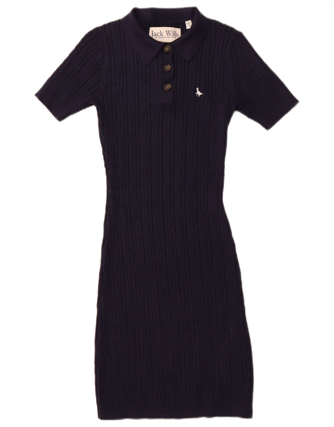 JACK WILLS Vestido feminino com gola polo e mangas curtas Reino Unido 6 XS azul marinho