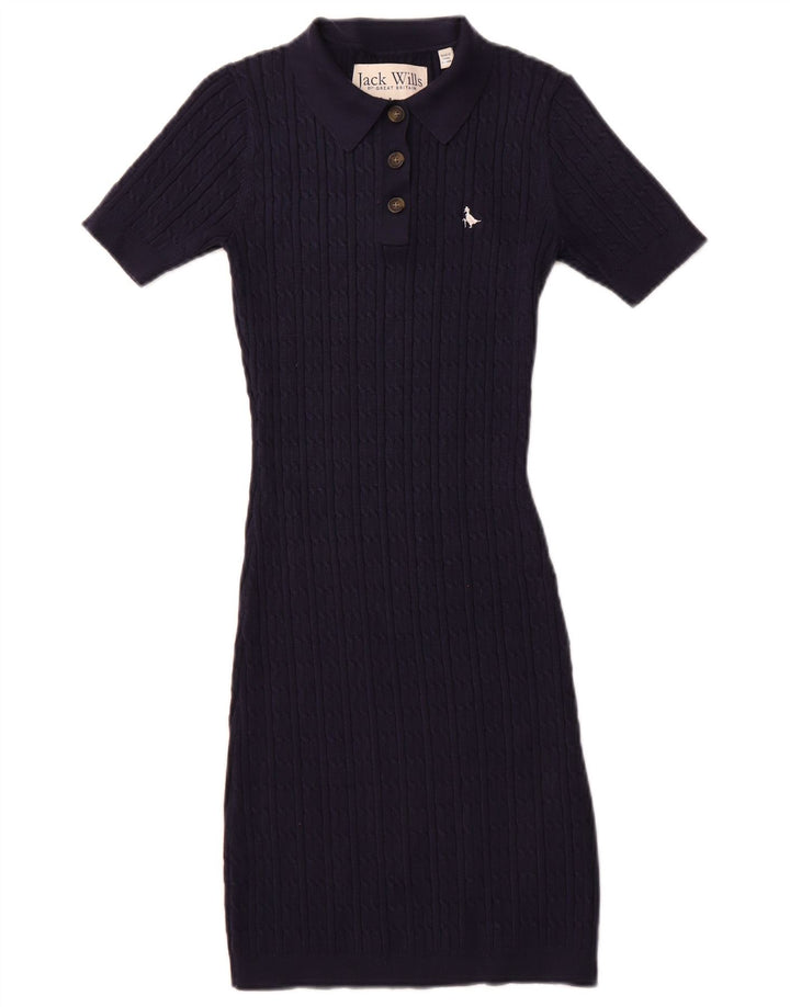 JACK WILLS Vestido feminino com gola polo e mangas curtas Reino Unido 6 XS azul marinho