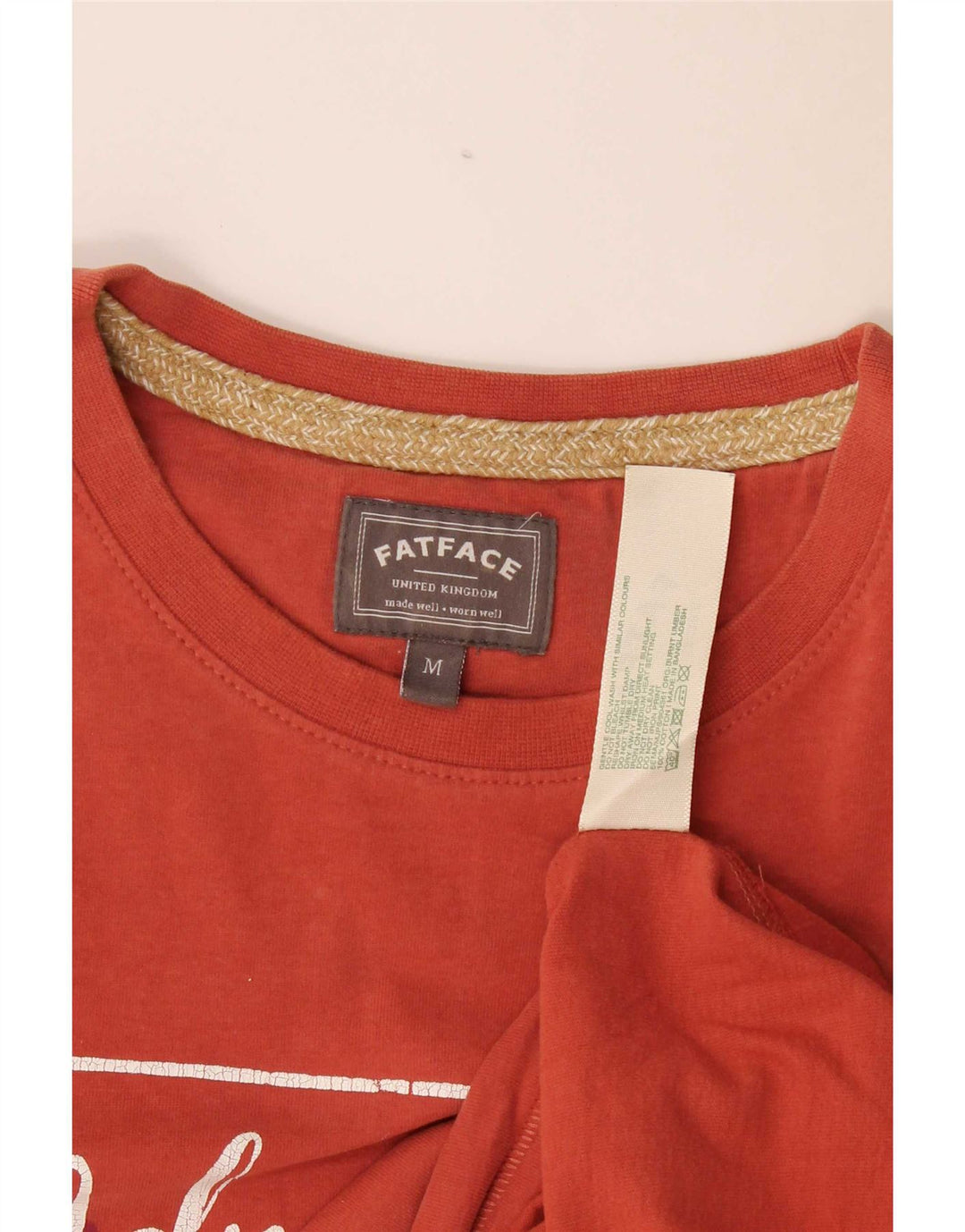 Camiseta gráfica masculina Fat Face Top médio algodão vermelho