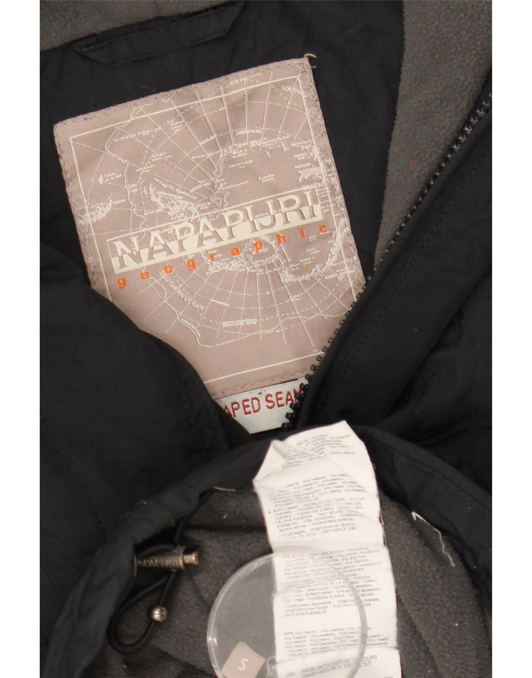 Jaqueta Anorak masculina com capuz gráfico NAPAPIJRI Reino Unido 36 poliéster preto pequeno