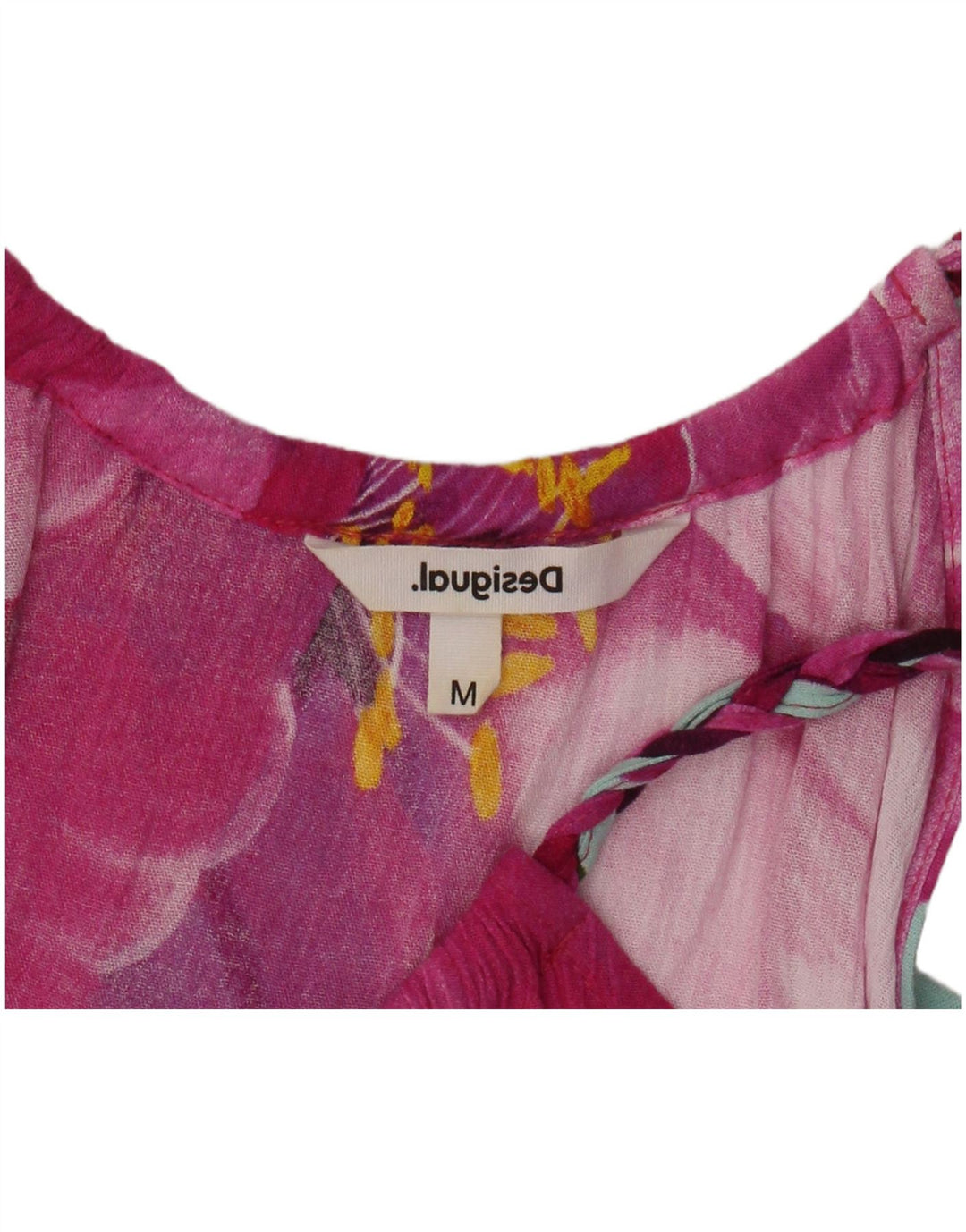 DESIGUAL Top feminino assimétrico frente única UK 14 médio floral multicolorido