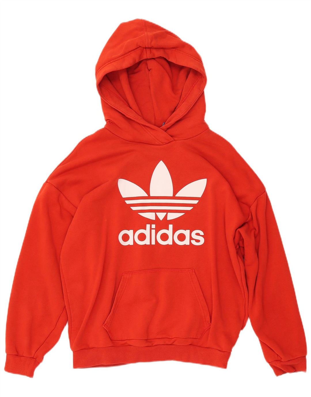 ADIDAS Womens Oversized Graphic Hoodie Jumper Reino Unido 10 Pequeno Algodão Laranja