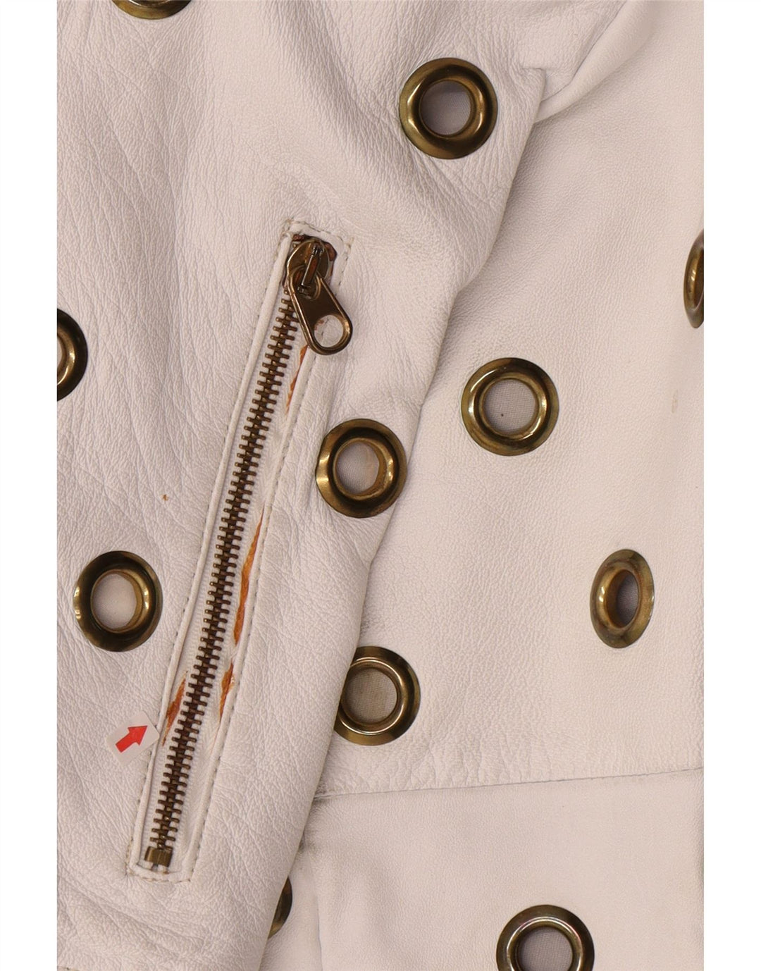 Jaqueta de couro vintage feminina UK 10 couro branco pequeno