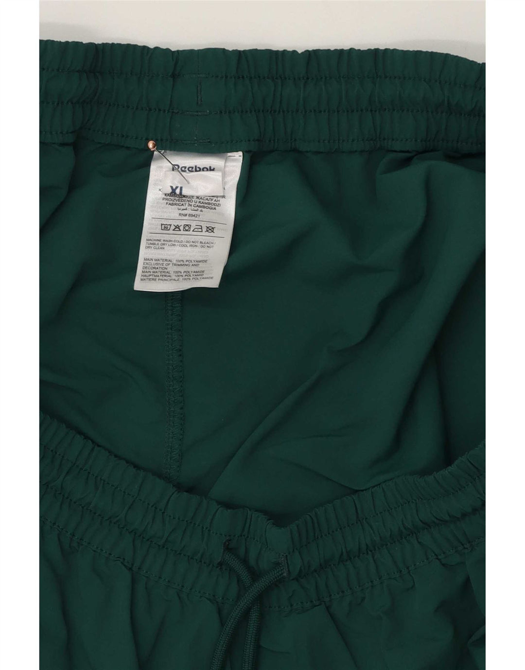 Shorts esportivos masculinos Reebok XL verde colorblock poliéster