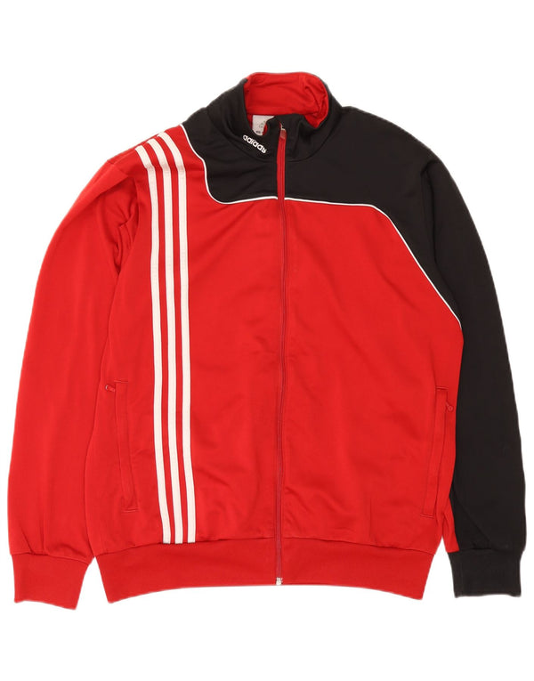 Adidas Mens Tracksuit Top Jacket UK 38/40 Médio Vermelho Colorblock Poliéster