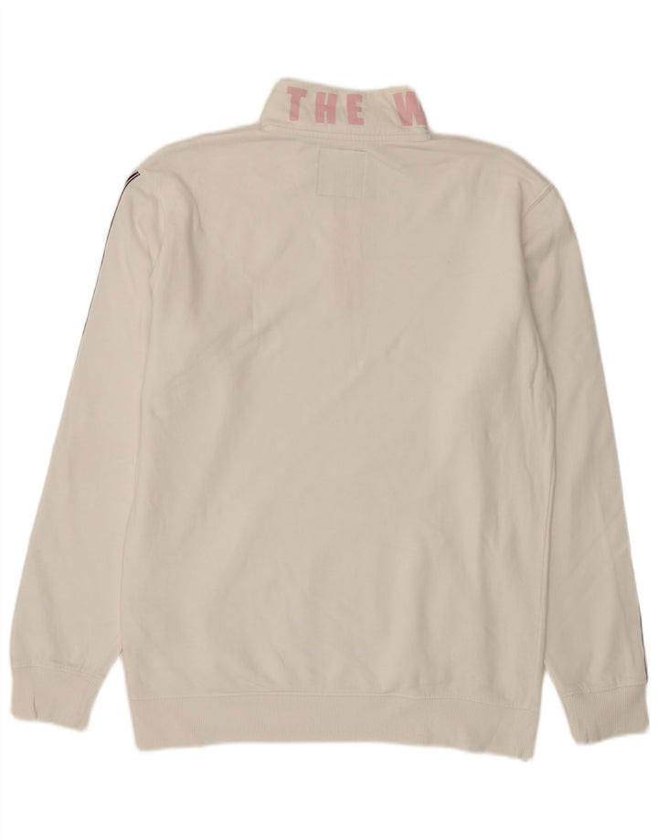 VANS Mens Graphic Zip Neck Moletom Jumper Médio Algodão Branco