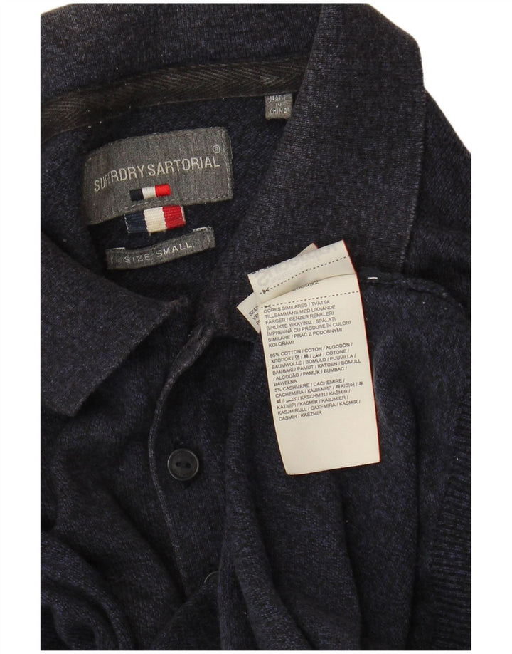 Suéter masculino SUPERDRY com gola polo e algodão azul marinho pequeno