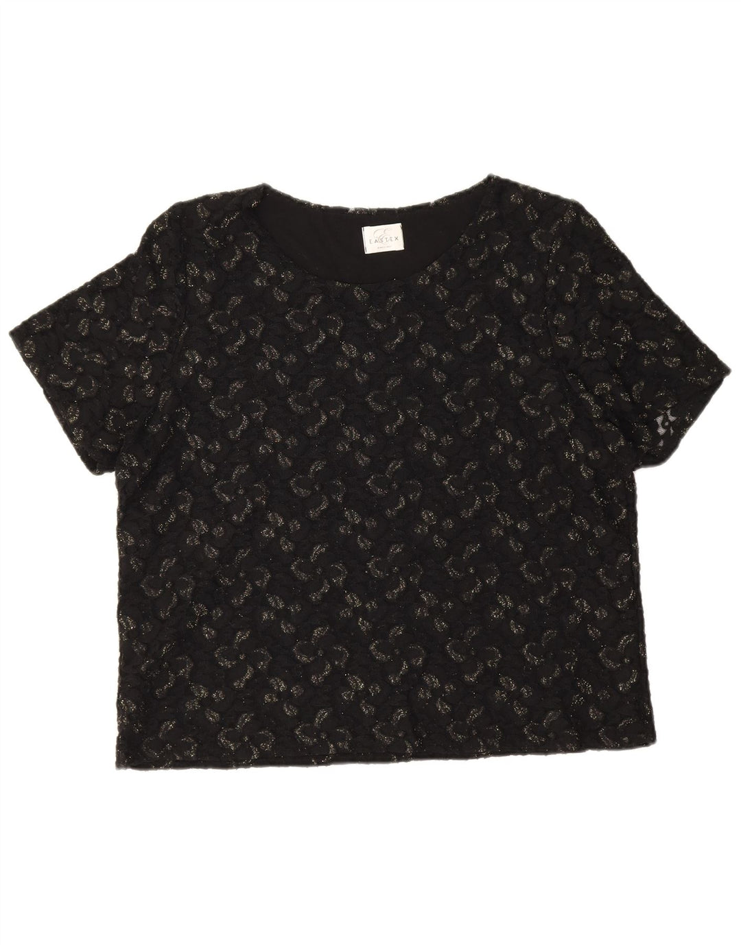 Blusa feminina Eastex UK 16 grande poliamida floral preta