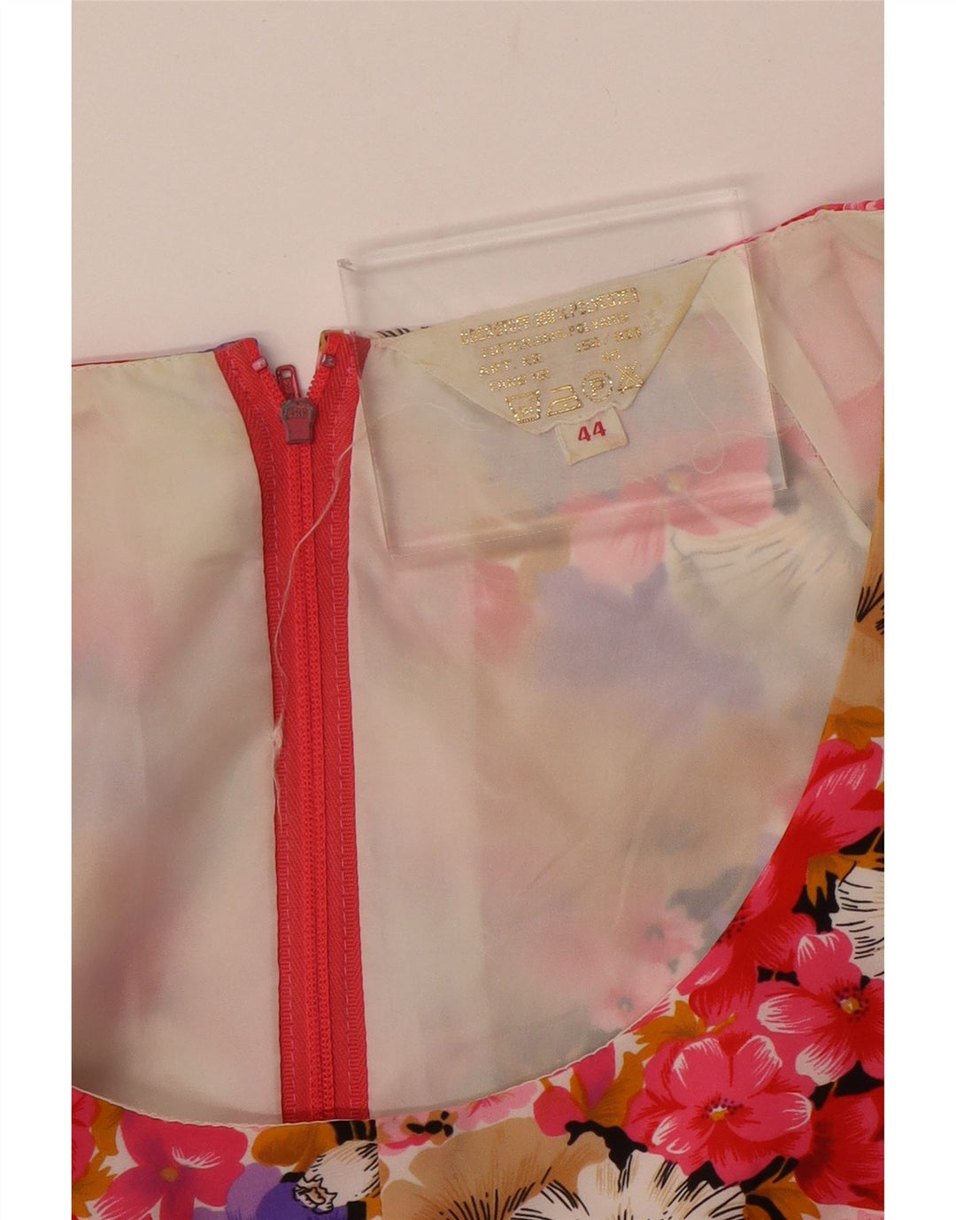 Vestido feminino VINTAGE sem mangas evasê IT 44 médio floral multicolorido