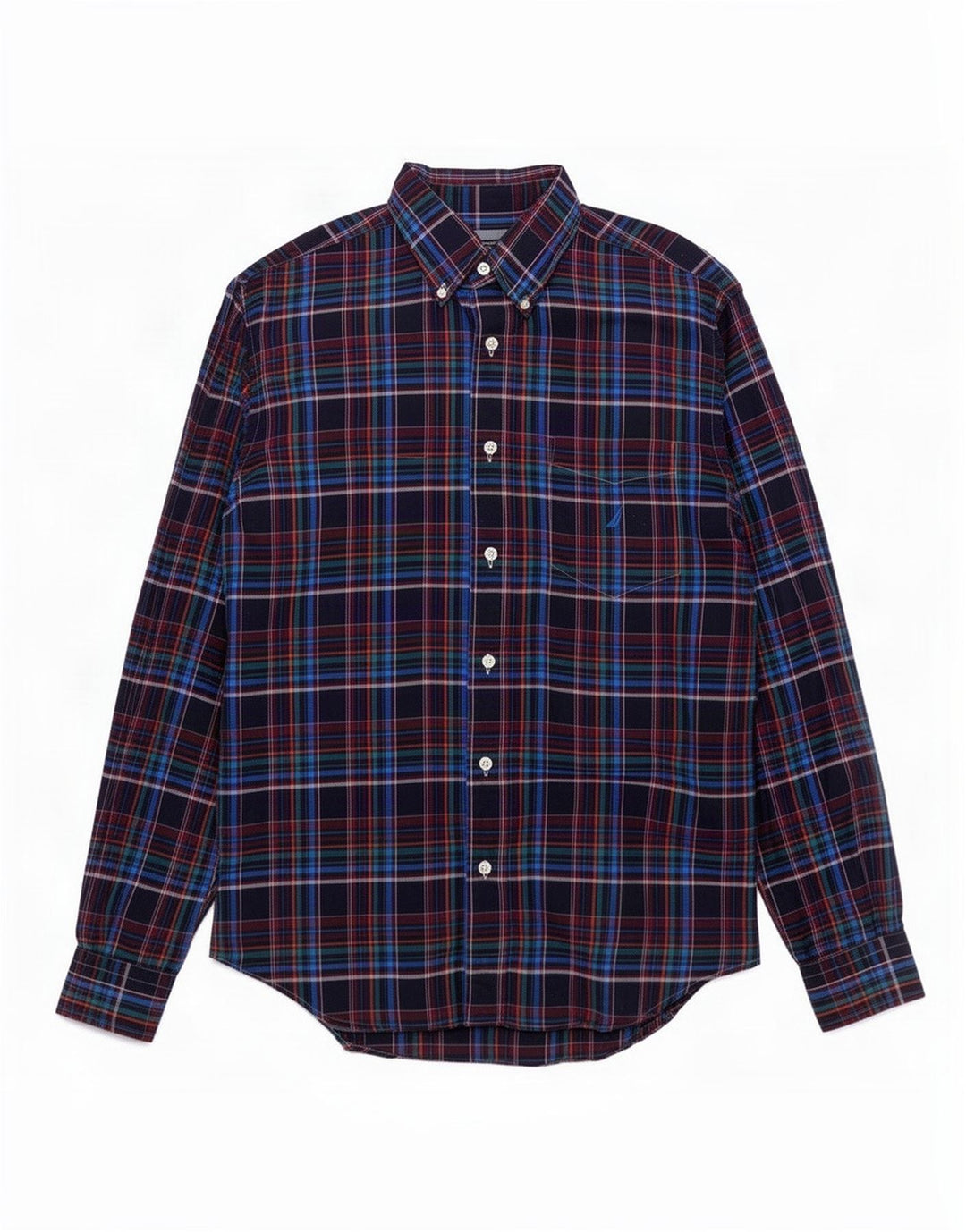 Camisa masculina Nautica de algodão xadrez médio azul marinho