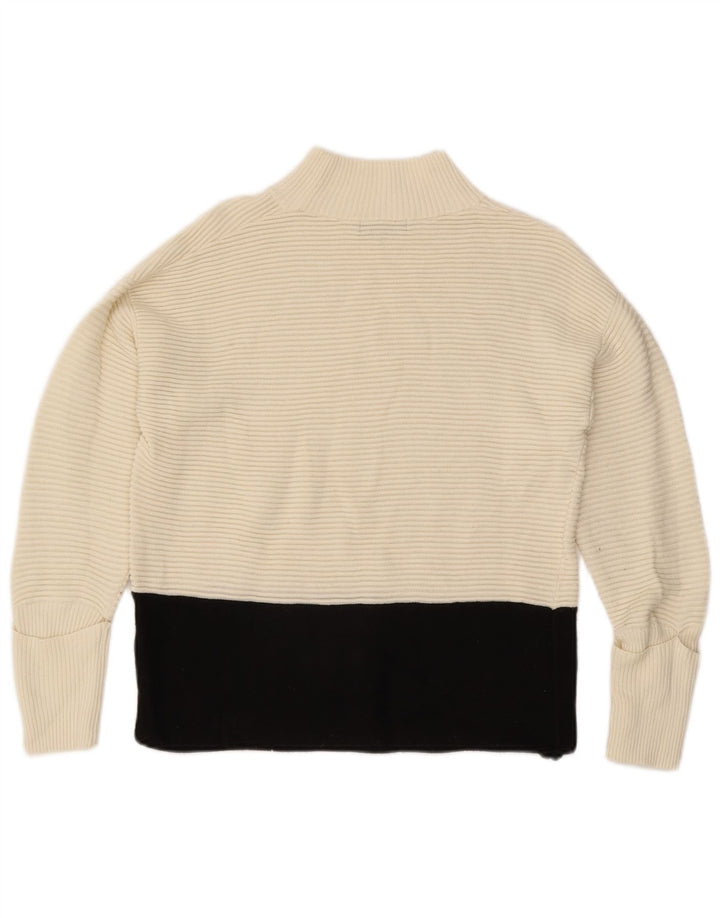 Suéter feminino Marks & Spencer com gola tartaruga Reino Unido 12 médio off white