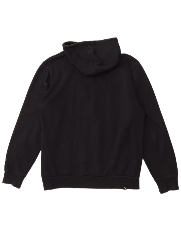 Suéter masculino PUMA com capuz e zíper gráfico médio algodão azul marinho