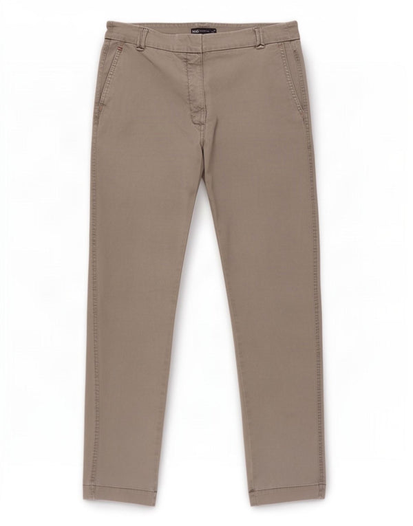 Calça chino reta feminina Marks & Spencer UK 14 médio W30 L26 cinza