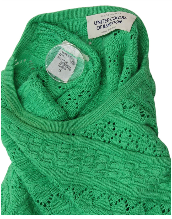 Suéter feminino Benetton Longline com gola redonda Reino Unido 10 pequeno verde