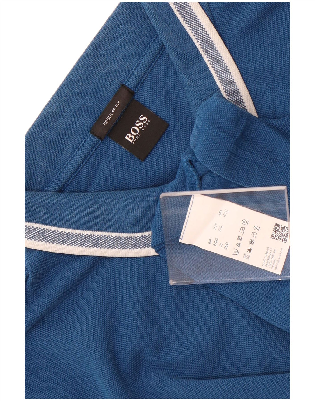 Camisa polo masculina Hugo Boss Regular Fit 2XL algodão azul