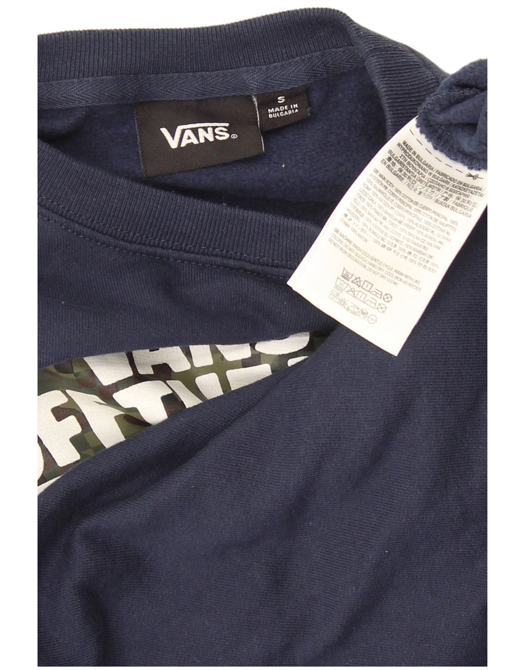 Vans Boys Graphic Moletom Jumper 7-8 Anos Pequeno Azul Marinho Algodão
