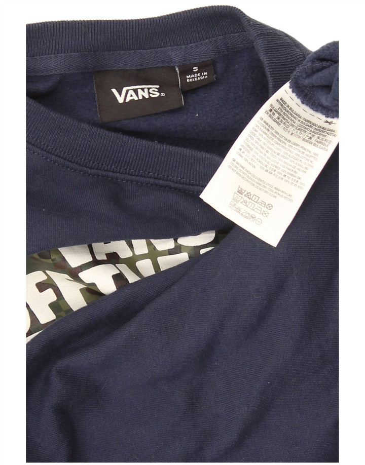 Vans Boys Graphic Moletom Jumper 7-8 Anos Pequeno Azul Marinho Algodão