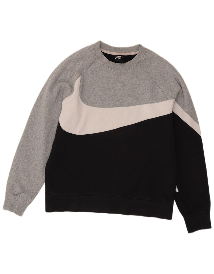 Moletom masculino Nike Jumper médio preto colorblock algodão