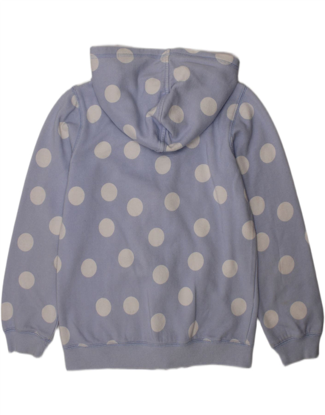 JOULES Girls Zip Hoodie Sweater 11-12 Years Blue Polka Dot Cotton Vintage Joules and Second-Hand Joules from Messina Hembry 