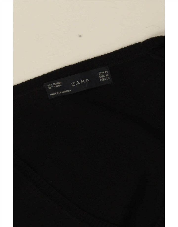 Zara Womens Bolero Jumper UK 12 Médio Algodão Preto