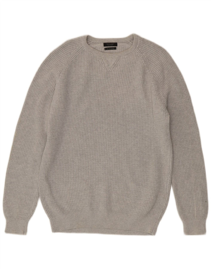 Suéter masculino ZARA com gola redonda, grande algodão cinza