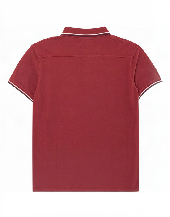 Camisa polo masculina Scotch & Soda grande de algodão listrado vermelho