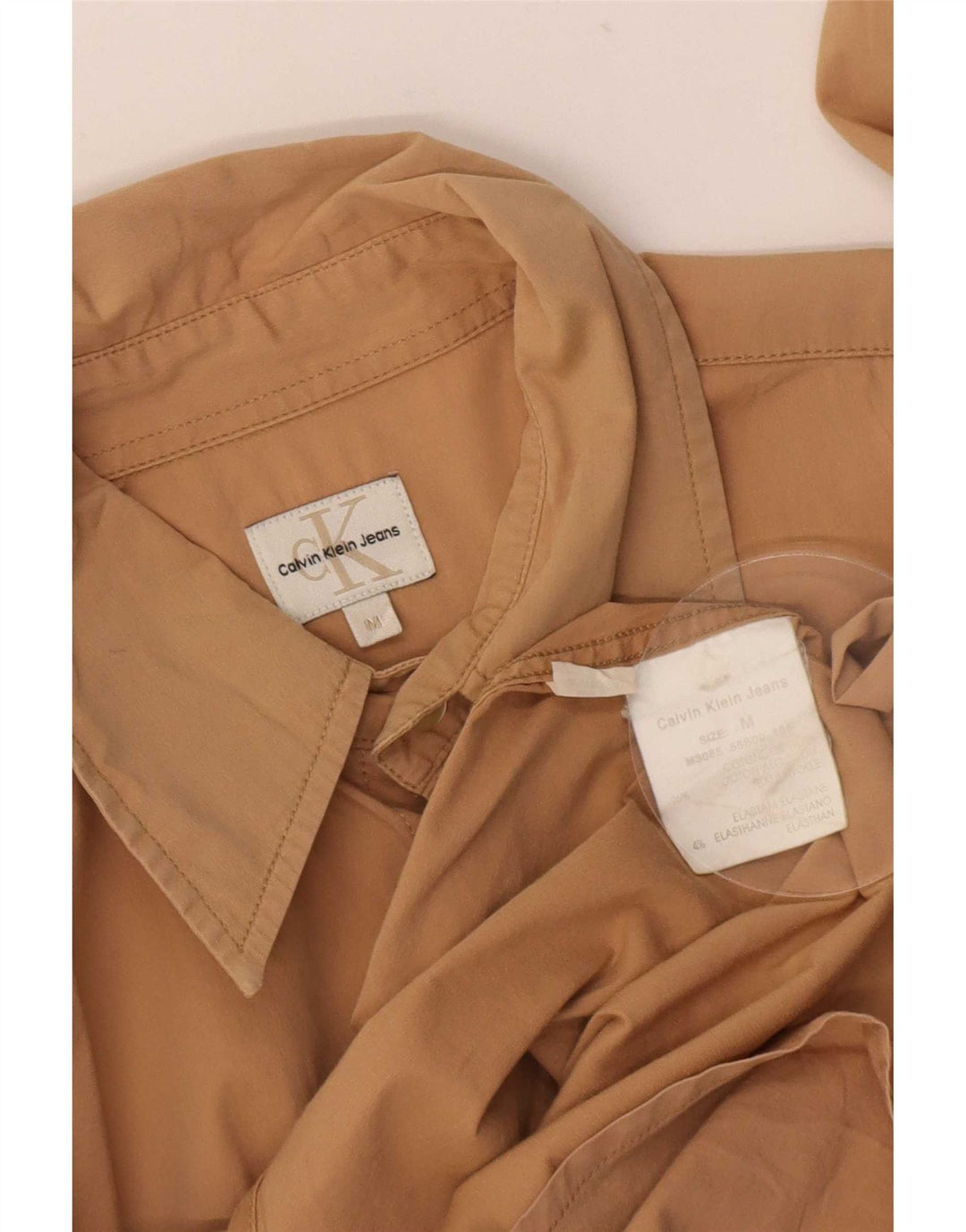 Camisa masculina Calvin Klein Jeans de algodão bege médio