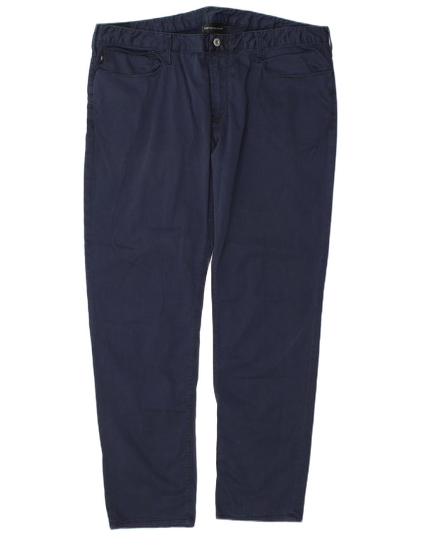 Calça casual reta masculina Emporio Armani W40 L32 algodão azul marinho