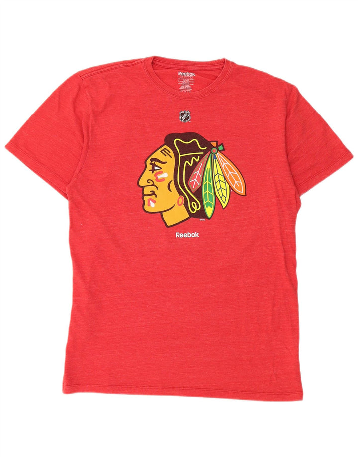 Reebok Mens Chicago Blackhawks Graphic Camiseta Top Grande Poliéster Vermelho