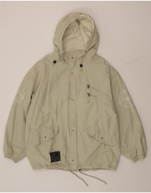 Jaqueta corta-vento masculina XS Exes com capuz e ajuste solto gráfico Reino Unido 36 pequeno verde