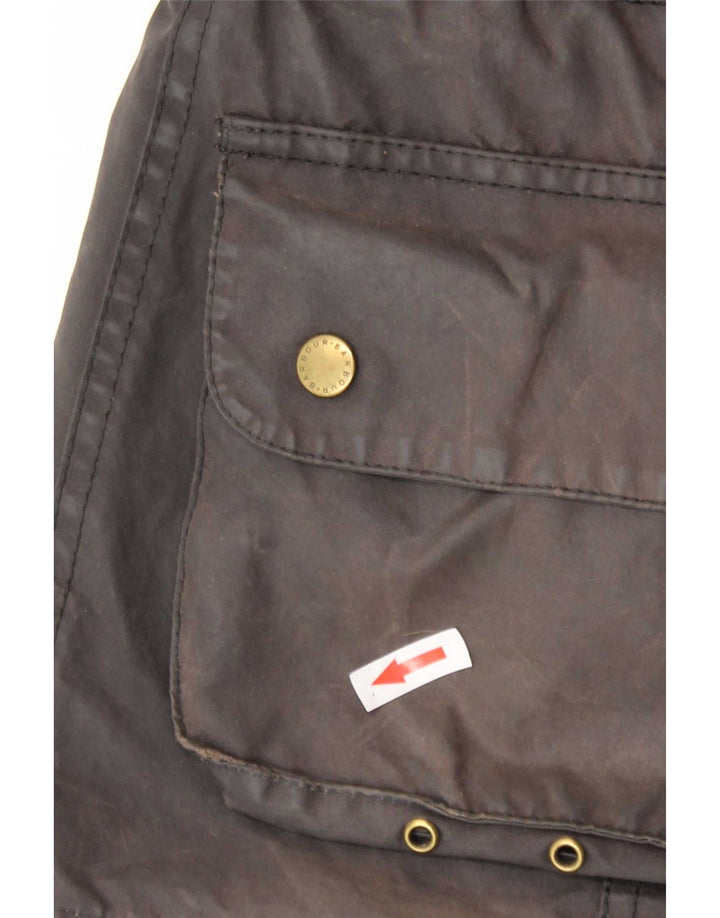 Jaqueta feminina de algodão encerado Barbour UK 10 pequena marrom