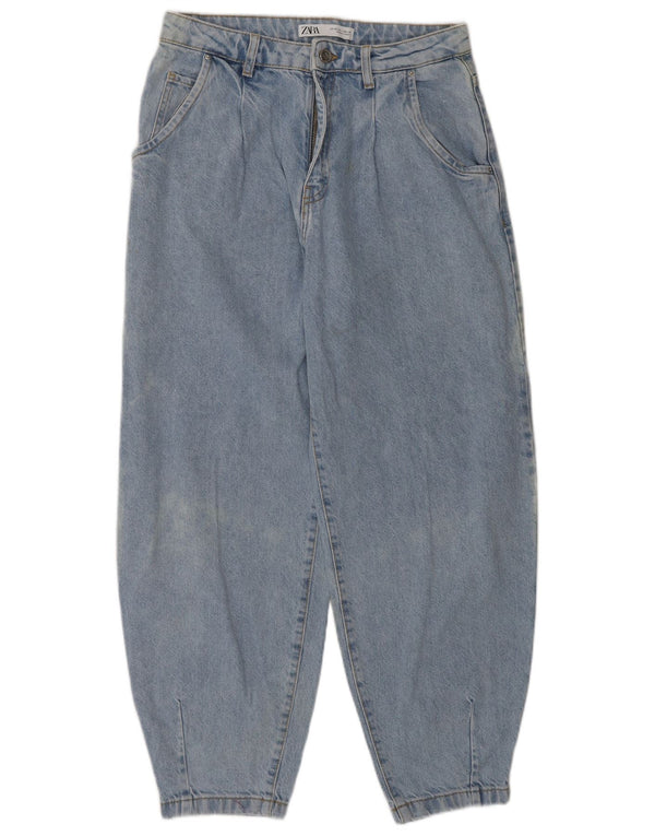 Zara Calça jeans feminina balão cintura alta EU 36 XS W26 L27 azul algodão