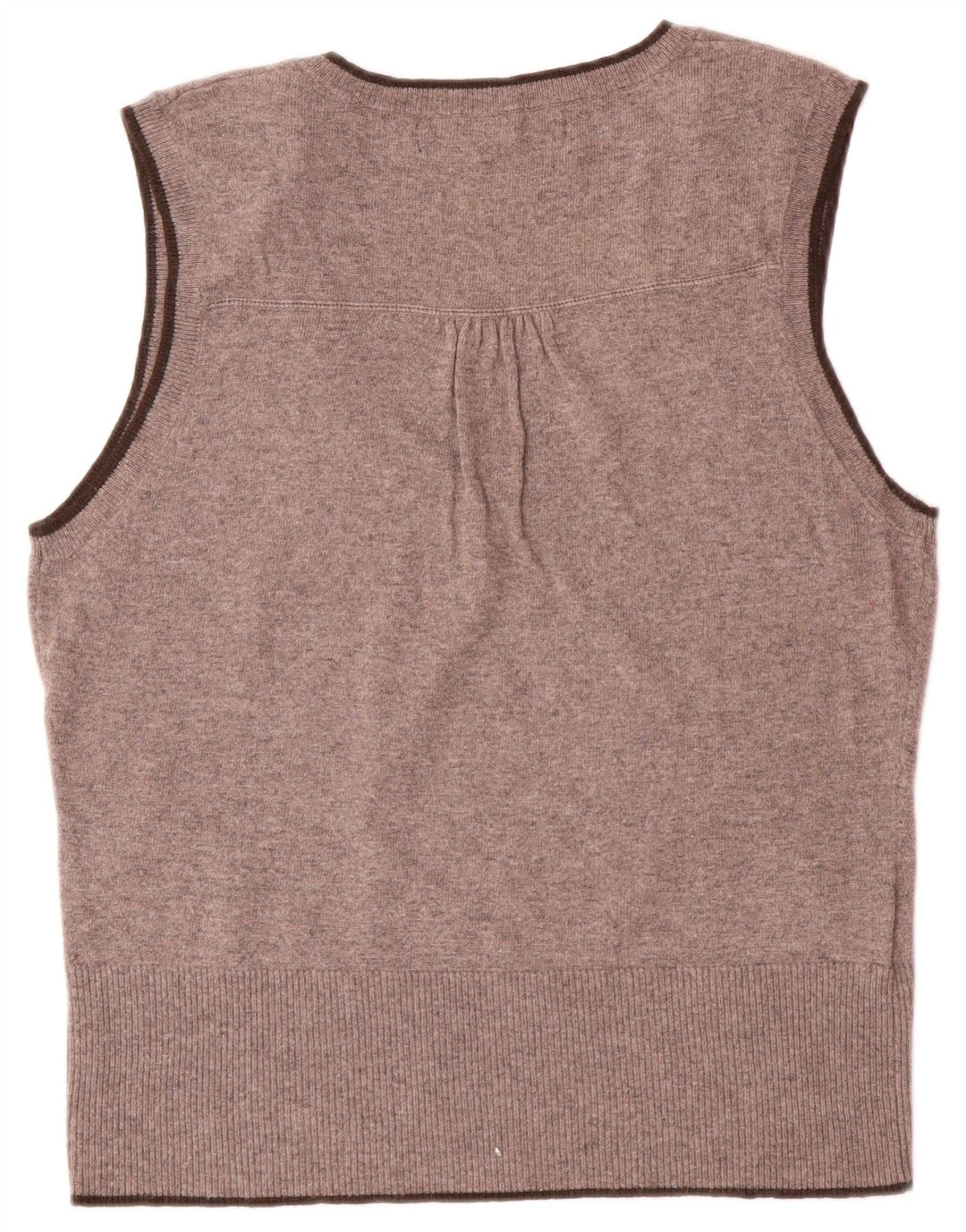 LAURA ASHLEY Colete feminino regata UK 14 grande marrom argyle/viscose diamante