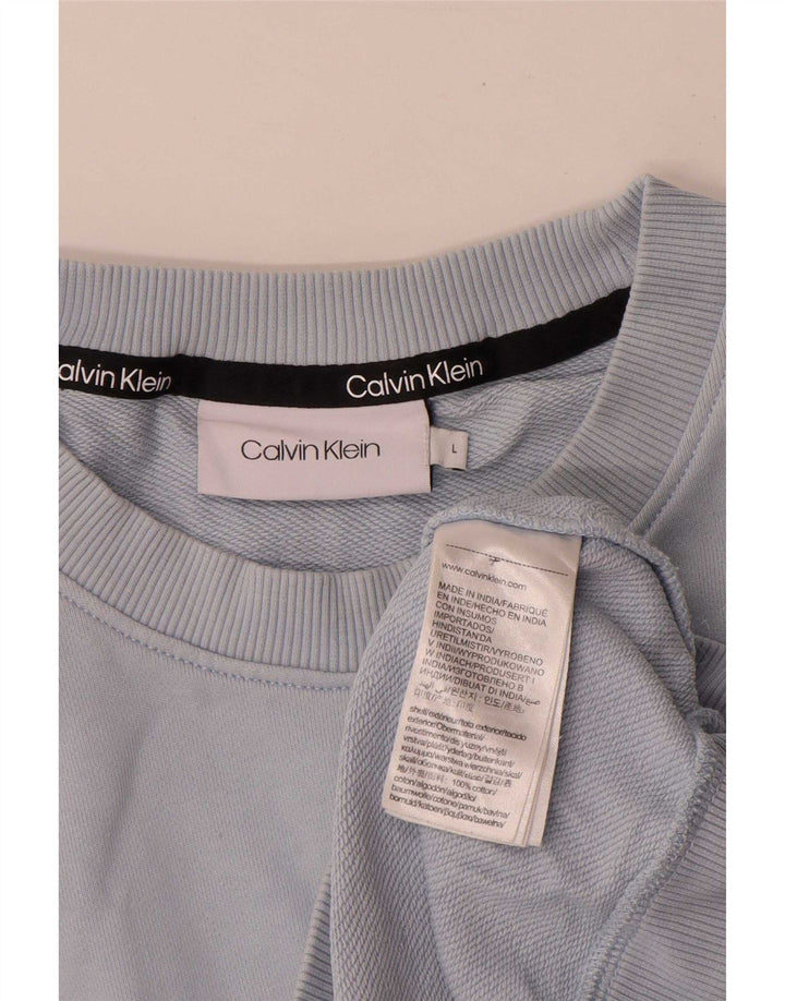 Calvin Klein moletom gráfico masculino jumper grande algodão azul