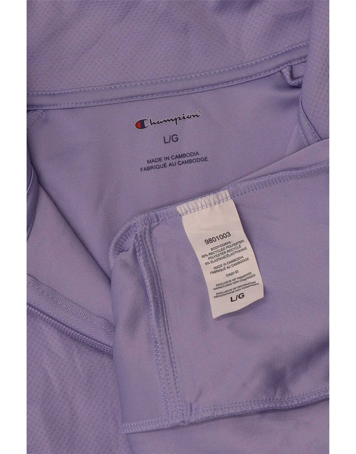 Champion feminino com zíper e gola alta, pulôver de treino, Reino Unido 16, grande, roxo